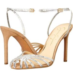Jessica Simpson Silver Stiletto Heels with Strappy Design